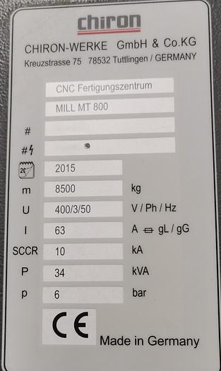 Used 2015 Chiron Mill MT 800