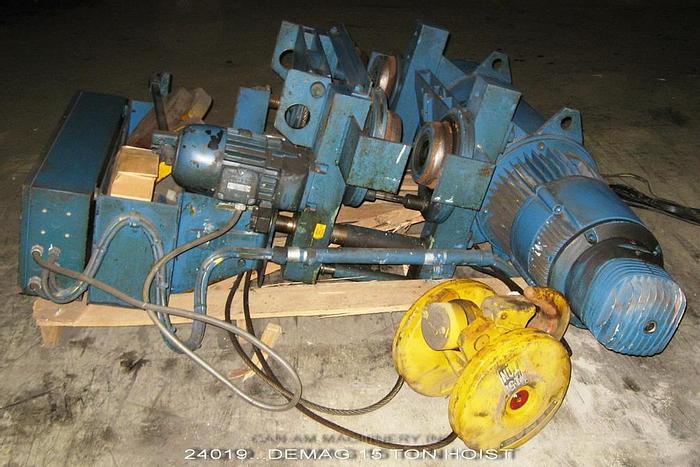 Used Demag HKP632H13L4/1F10 Hoist, 15-Ton, 21 Foot Lift; 20 Hp, 16 Fpm Main Motor; 2.3 Hp, 1.6 Fpm, 575V, Creep Motor, #24019