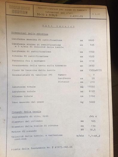 Da sistemare Rettifica Tangenziale per Guide Bancali WALDRICH COBURG 30-10 S 3030/6