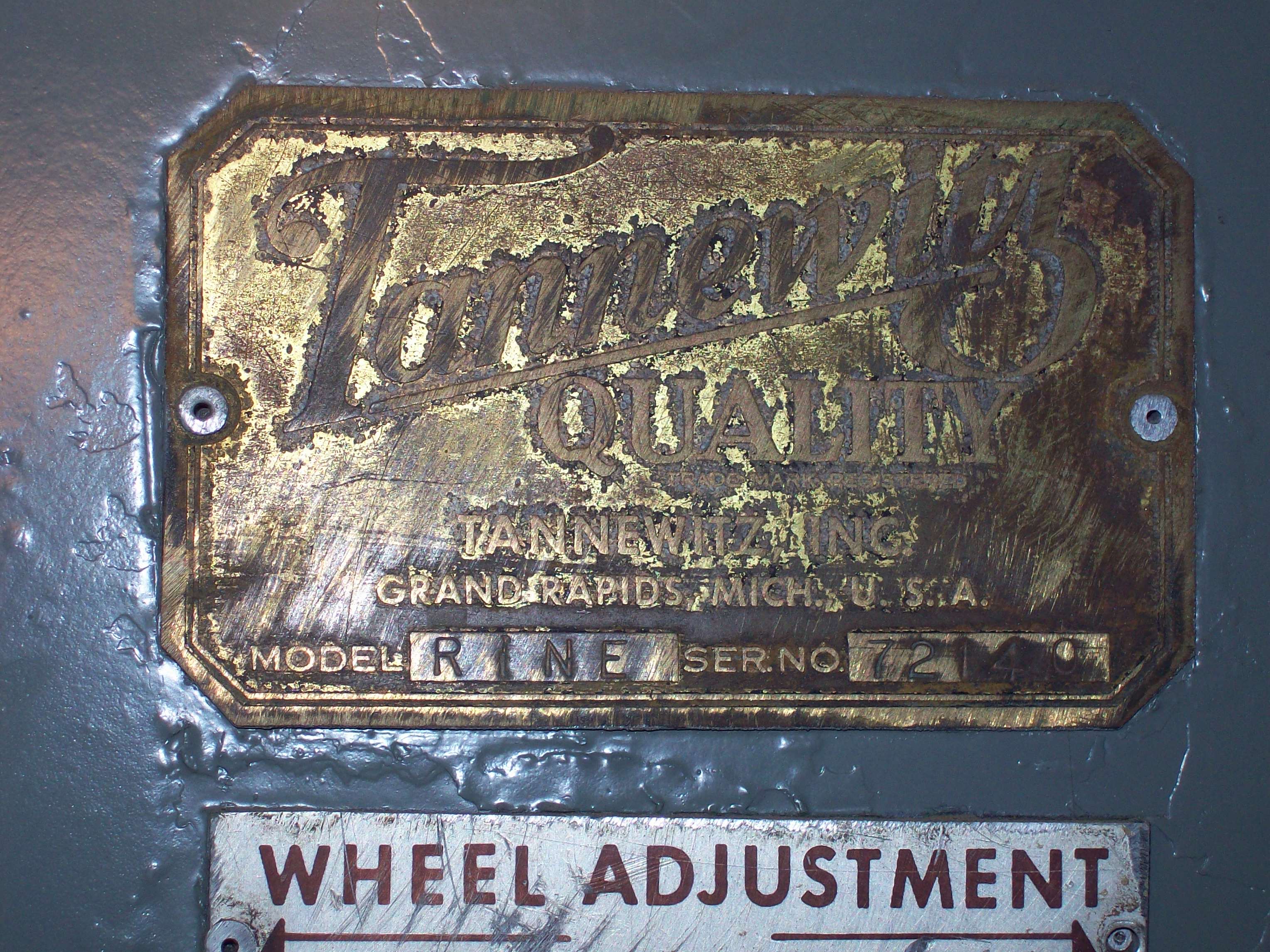 Used 42" Tannewitz Model R1NE Vertical Band Saw with Oversized Table; S/N 72140