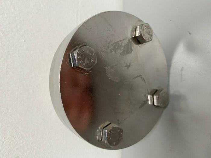 Used Stainless Steel 4" Flange w/ 1 1/2" Sanitary Fitting