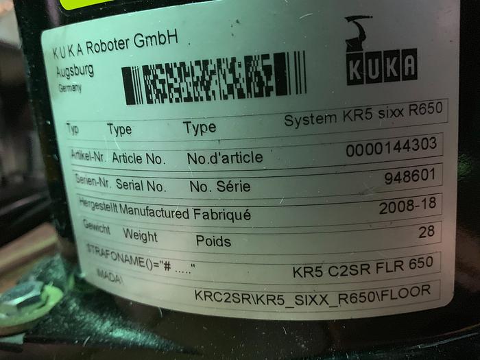 Used KUKA KR 5 SIXX R650 6 AXIS CNC ROBOT
