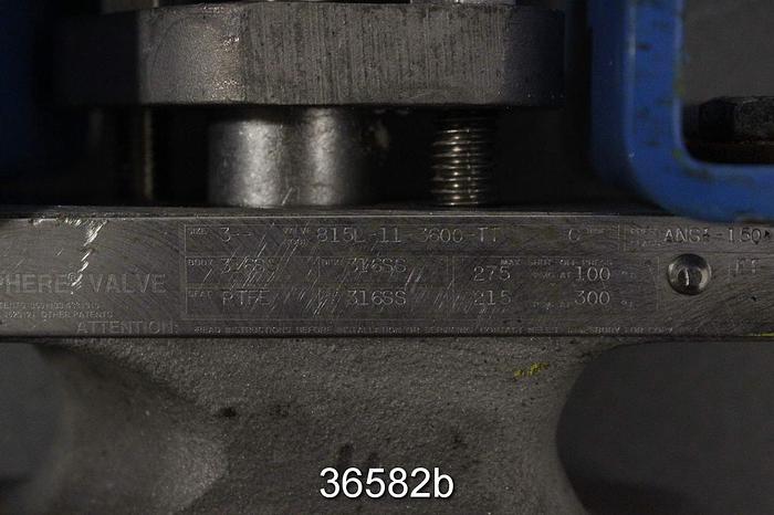 Used Neles Jamesbury 3" Hand Operated Wafer Sphere Butterfly Valve, 815L-11-3600 TT #36582