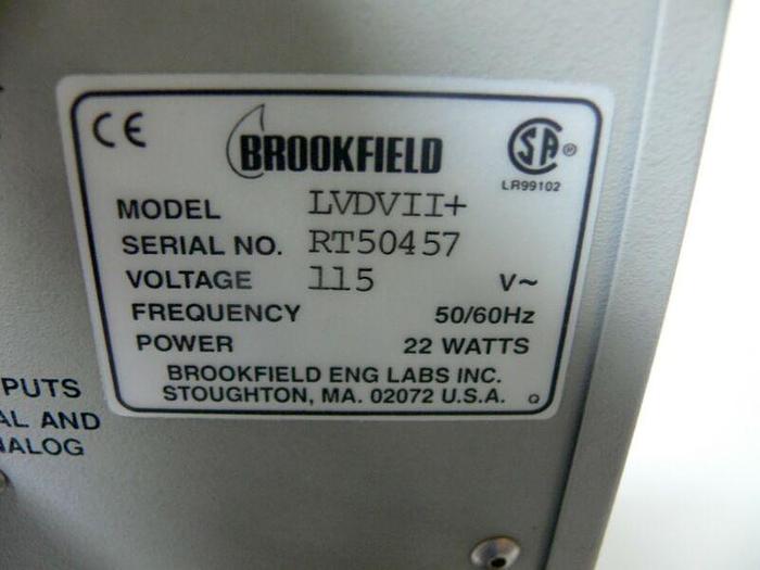 Used Brookfield LVDVII+ Digital Viscometer w/ LV Spindle Set & Small Sample Adapter