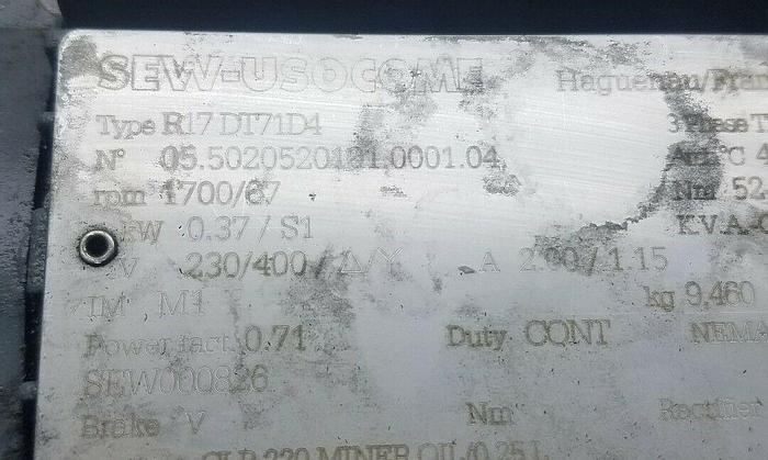 Used SEW -USOCOME MOTOR R17 DT71D4