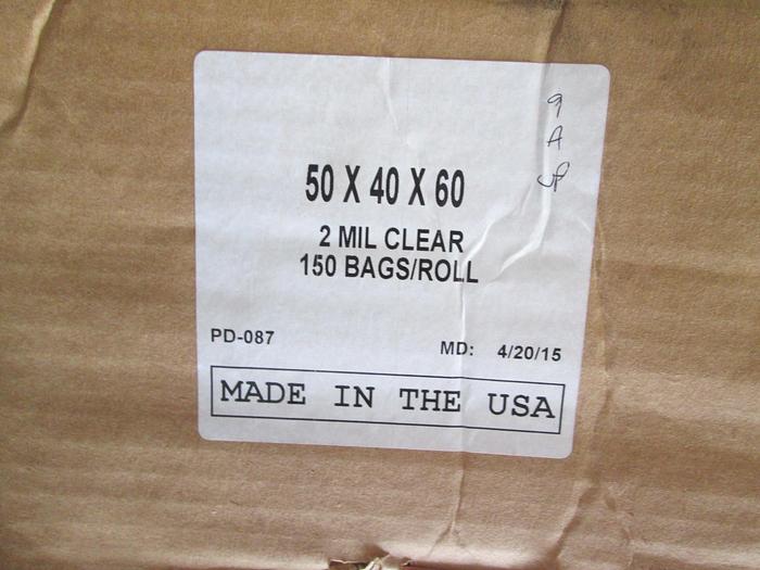 Used Produce bags, Clear 50 X 40 X 60, 2 MIL Thick