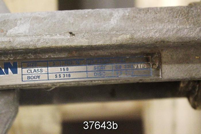 Used Velan 3" Hand Operated Knife Gate Valve, L10-0320C-13BL #37643