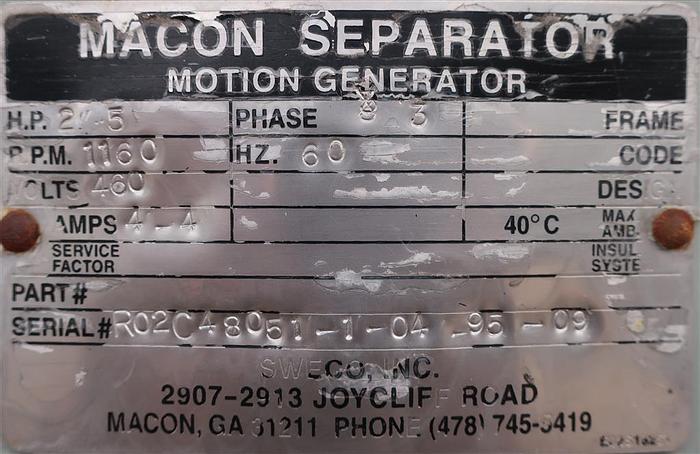 Used 60 IN. MACON SCREENER – S/S – 1 DECK (#9687)