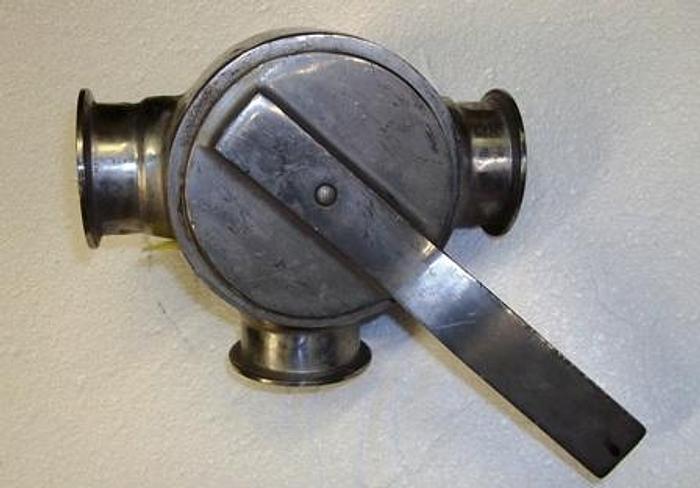 Used 2.5" Triclover 3 Way Stainless Valve - Stainless Fittings