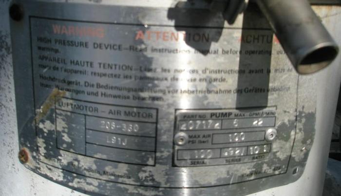 Used Unloader, Drum, Graco, S/st, 6 GPM, Mdl C92V, 100 PSI #S737663