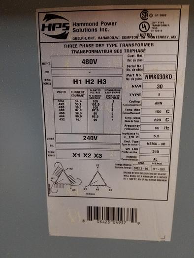 Used Hammond NMK030KD Transformer