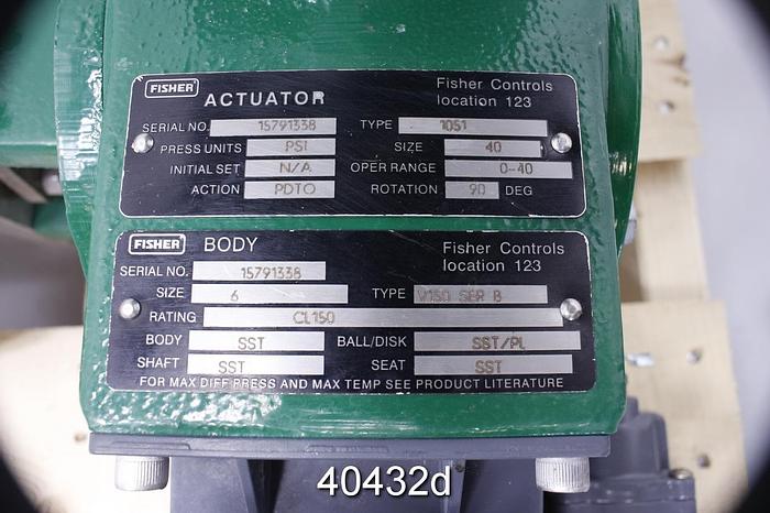 Used Fisher V150 6" Vee Ball Control Valve, Stainless Steel #40432
