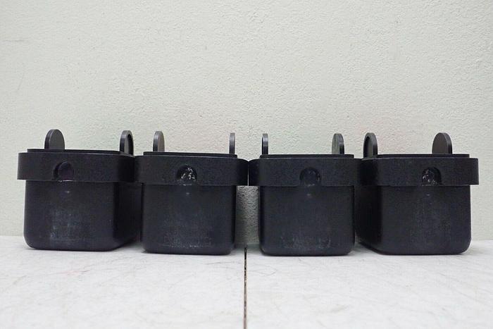 Used Set of 4 Sorvall 11053 Rotor Buckets with 2 00997 Red Inserts & 2 Green Inserts