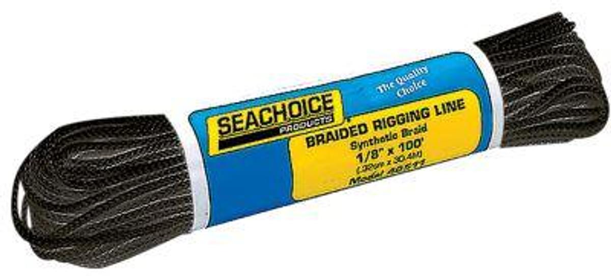 SEACHOICE BLACK BRAIDED RIGGING LINE 1/8" - 100Ft