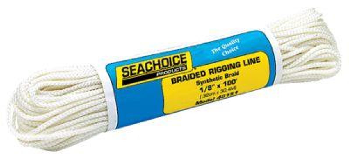 SEACHOICE WHITE BRAIDED RIGGING LINE 1/8" - 100Ft