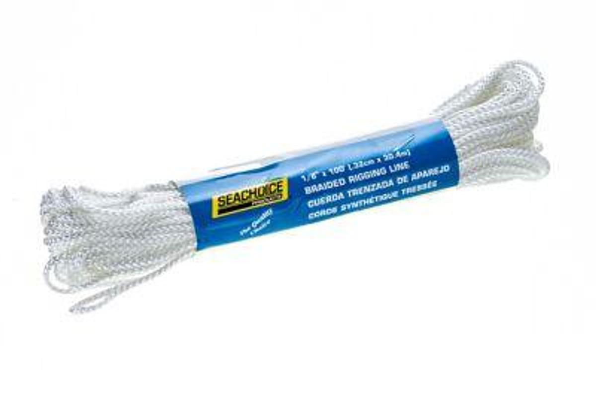SEACHOICE WHITE BRAIDED RIGGING LINE 1/8" - 100Ft