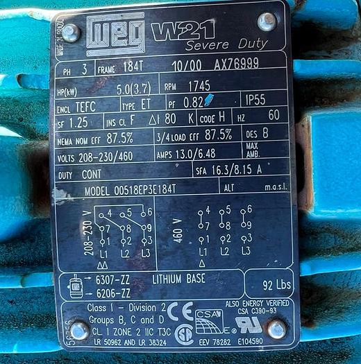 Used Pump, Centrif, 5 HP, 4" In / 3" Out, Goulds, 193 GPM #C744908