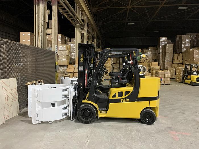 Used 12,000 POUND YALE ROLL CLAMP TRUCK W/ 72" CASCADE PAPER CLAMP