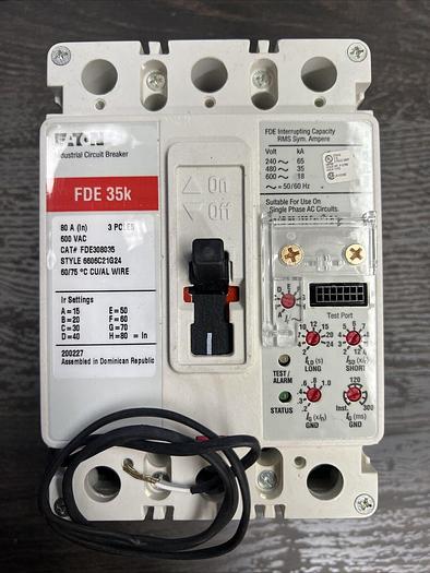 FDE308035 EATON Cutler Hammer 80 Amp Max 600V 3 Pole Bolt On Circuit Breaker New