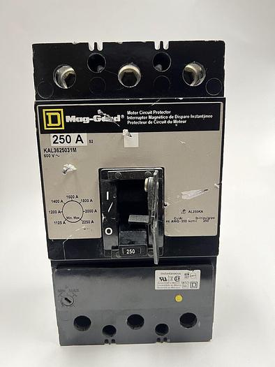 Used KAL3625031M Square D 250 Amp 600V 3 Pole Motor Circuit Protector Circuit Breaker