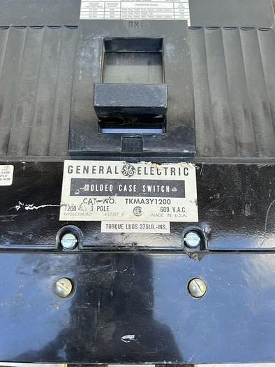 Used TKMA3Y1200 GE 1200 Amp 600V 3 Pole Molded Case Switch with Copper Bus