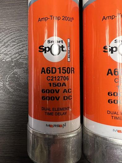 Used A6D150R Mersen 150 Amp 600V Duel Element Time Delay Fuse Amp-Trap 2000 Class RK1