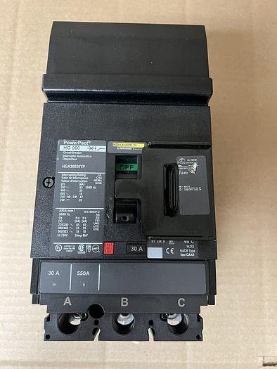 HGA36030 Square D 30 Amp 600V 3 Pole 35K I-Line Plug In Circuit Breaker New 785901601364