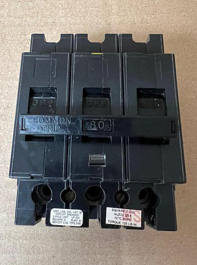 EHB34080 Square D 80 Amp 480V 3 Pole Bolt On Circuit Breaker New in Box Chipped