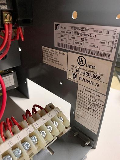Used Square D Model 6 Size 1 Motor Control Center Bucket 12" 10HP 480V 3 Phase