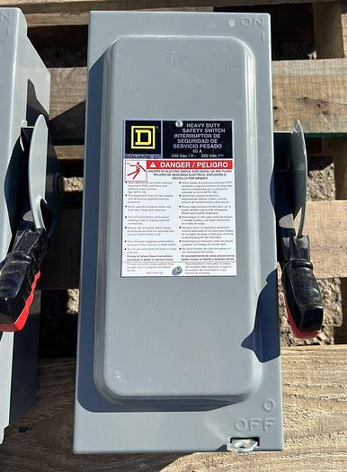 Used H322N Square D 60 Amp 240V 3 Pole 4 Wire Fusible 9007AO1 Interlock Disconnect