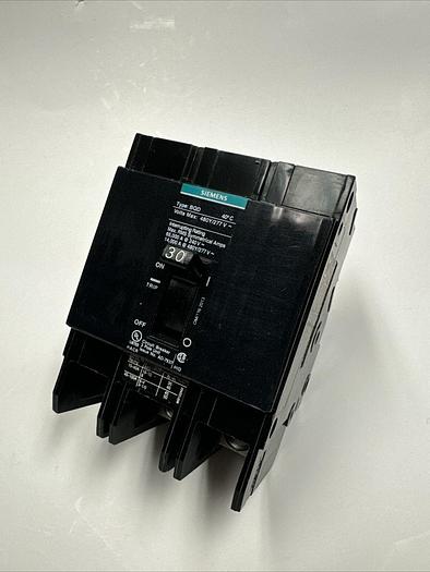 Used BQD330 Siemens 30 Amp 480V 14kA@480V 3 Pole Bolt On Circuit Breaker 783643277373