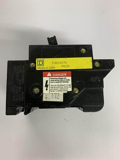 Used EHB34070 Square D 70 Amp 480V 3 Pole Bolt On Circuit Breaker Type EHB