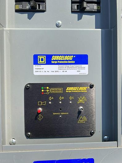 Square D 225A Main Breaker Panel 208/120V Surge Protector Surgelogic TVS2XGA1P