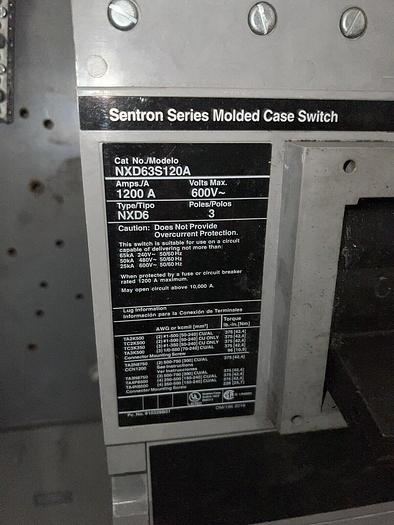 Used MND63 Siemens 1200 Amp 600V 3 Pole Nema 3R Outdoor Rated Disconnect Switch