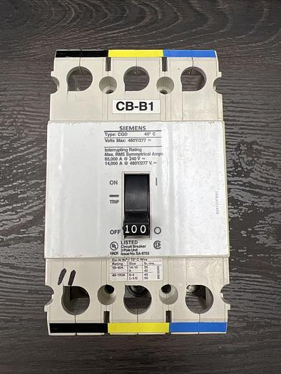 Used CQD3100 Siemens 100 Amp 480V 3 Pole Din Rail Mount Circuit Breaker Type CQD 783643277854