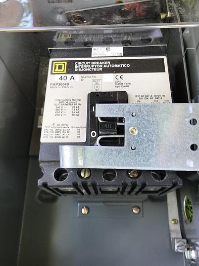 Used PFA36040GN Square D 40 Amp 600V 3 Phase 4 Wire Circuit Breaker Type Bus Plug
