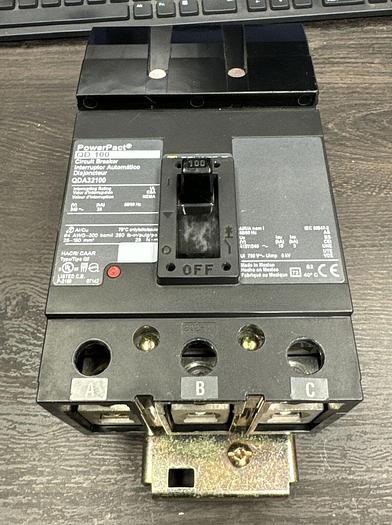 Used QDA32100 Square D 100 Amp 240V 3 Pole 25kA@240V PowerPact Circuit Breaker 785901417842