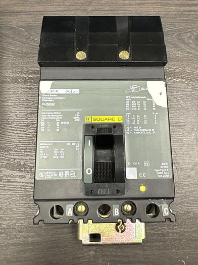 Used FH36040 Square D 40 Amp 600V 3 Pole I-Line Plug In Circuit Breaker 785901241355