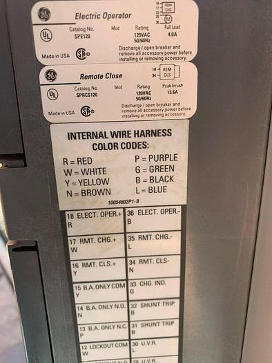 Used SSD16B216 GE 1600 Amp 600V 3 Pole Power Break II EO/DO Drawout Circuit Breaker