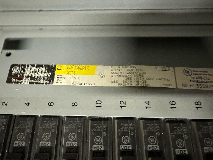 Used AQF3302ATX GE 225 Amp Max Main Breaker with 150A Main 208/120V 3P4W 30 Circuit