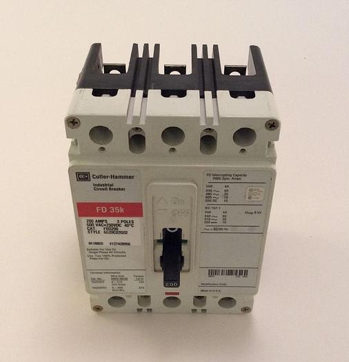 Used FD3200 Cutler Hammer 200 Amp 600 Volt 3 Pole Bolt On Circuit Breaker Recon 786679072752