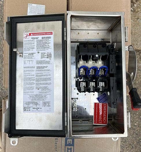 H321DS Square D 30 Amp 240V 3 Pole Fusible Stainless Steel Disconnect Switch New