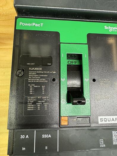 HJA36030 Square D 30 Amp 600V 3 Pole 65K Rated ILine Circuit Breaker