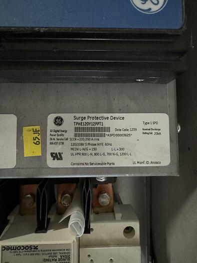 Used GE TPHE120Y12PPT1 Surge Protective Device 200,000 ARMS 120/208V
