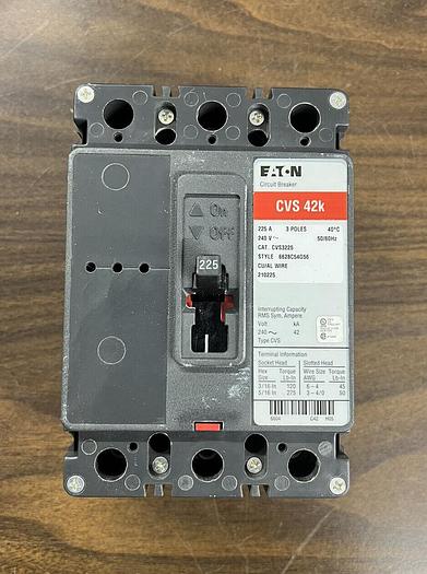 CVS225 Cutler Hammer 225 Amp 240V 3 Pole 42K Rated Circuit Breaker New