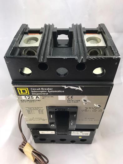 SQUARE D KAL261251143 125 AMP 600V 2 POLE 24V Undervoltage Trip UVR 1143 NEW