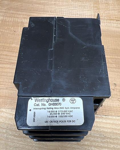 GHB3070 Cutler Hammer Westinghouse 70 Amp 480V 3P Bolt On Circuit Breaker New