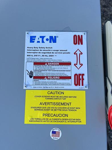 DH327FGK Cutler Hammer 800 Amp 240V Fusible Indoor Rated Disconnect Switch New