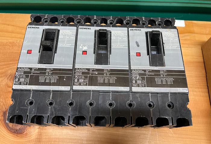 HHED63B020 Siemens 20 Amp 600V 65kA@480V Bolt On Circuit Breaker