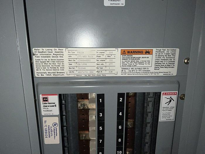 Used Cutler Hammer PRL2A 100 Amp 480/277V Main Lug Only 30 Circuit Breaker Panel MLO